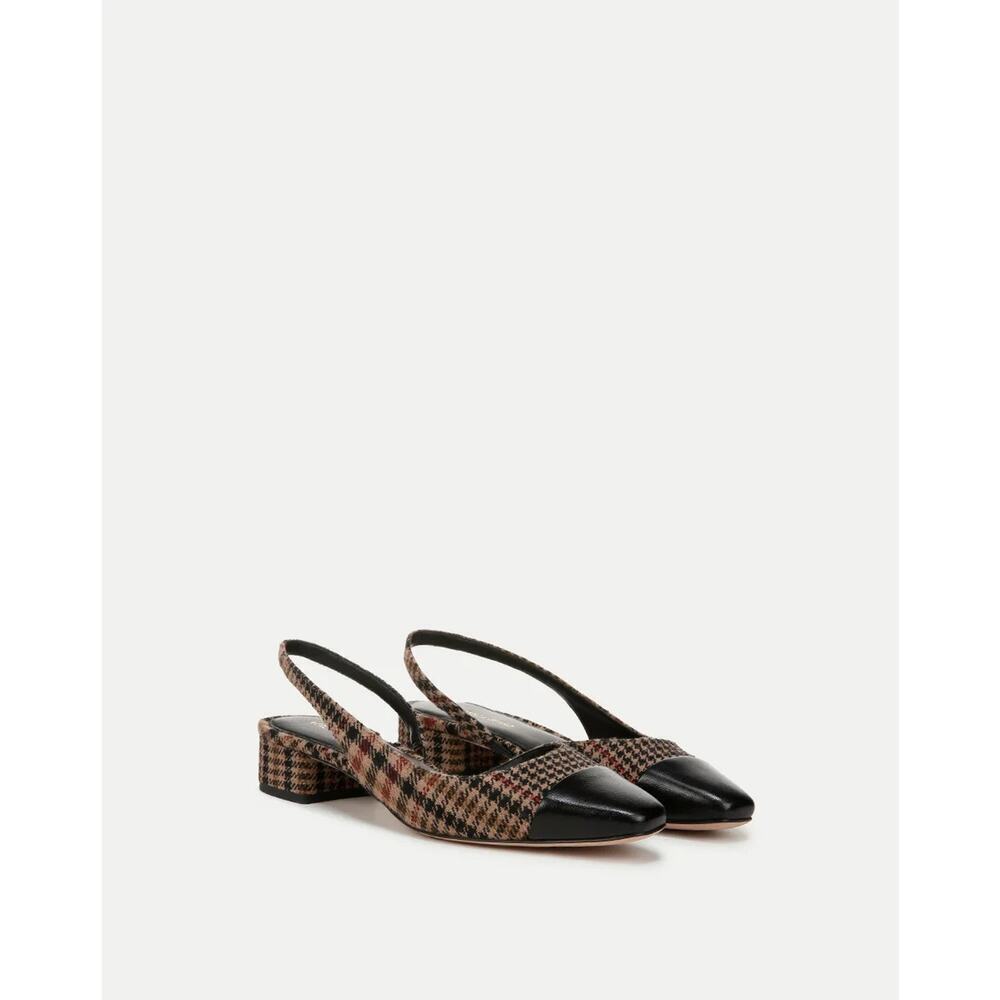 NIB Veronica Beard Cecile Plaid Cap-Toe Slingback Size US 7M Camel Multi